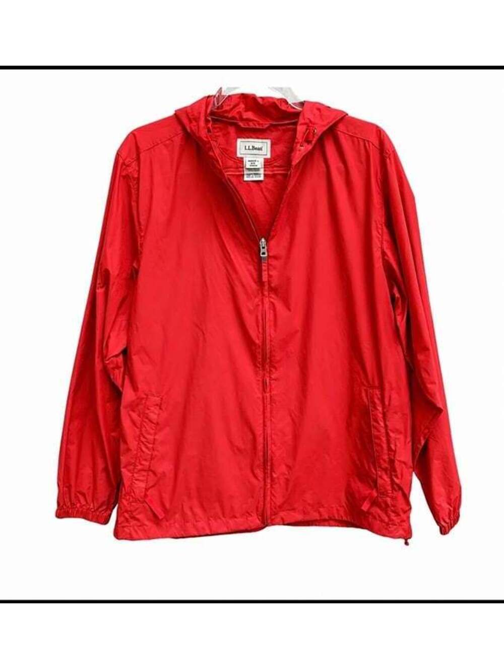 L.L.Bean Red Hooded Zip-Up Windbreaker Jacket